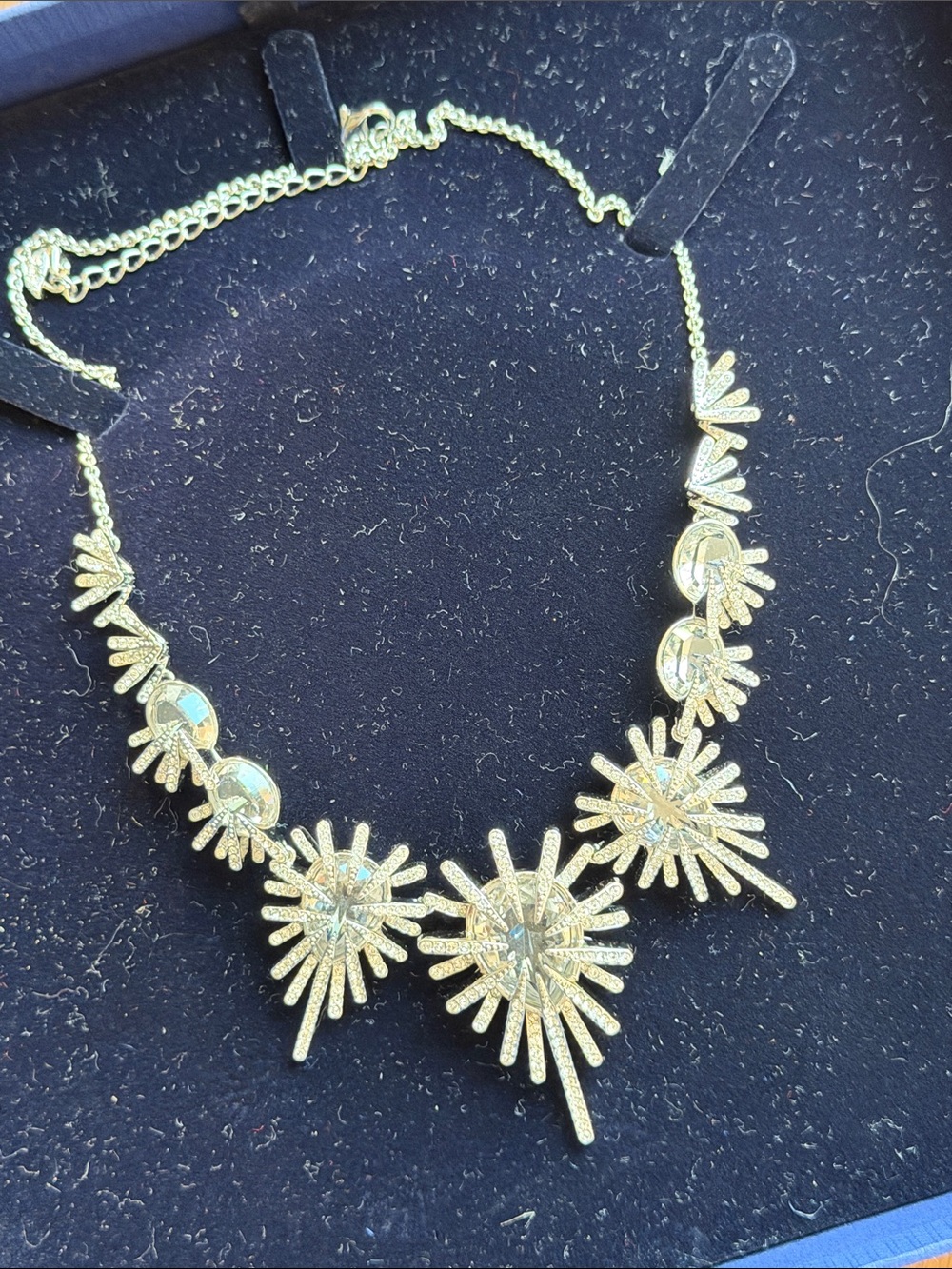 Swarovski Gold Starburst Crystal Statement Necklace - Picture 9 of 14
